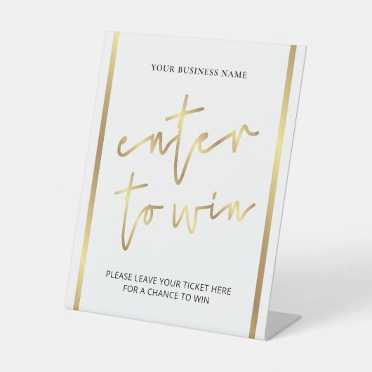 Elegante Gold Effect Business Raffle zum Gewinnen Sockelschild (Vorderseite)