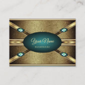 Elegante Gold-Effekte Aquamarin mit Imitaten Rhine Visitenkarte (Vorderseite)