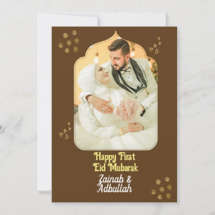 Elegante Gold Eid Foto Grußkarte Einladung