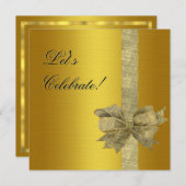 Elegante Gold Einladung mit Bow (Vorne/Hinten)