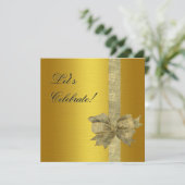 Elegante Gold Einladung mit Bow (Stehend Vorderseite)
