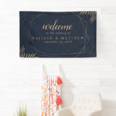 Elegante Gold Eucalyptus Geometric Wedding Party Banner (Insitu)