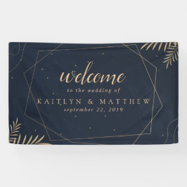 Elegante Gold Eucalyptus Geometric Wedding Party Banner