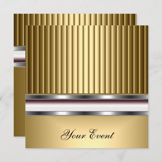 Elegante Gold Event-Party Einladung (Vorne/Hinten)