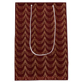 Elegante Gold Fairy Lights Rustikales Rotes Weihna Mittlere Geschenktüte (Rückseite)