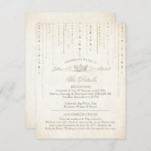 Elegante Gold Fairytale Crown Begleitkarte (Vorne/Hinten)