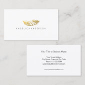 Elegante Gold Feather Business Card Visitenkarte (Vorne/Hinten)