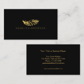 Elegante Gold Feather Business Card Visitenkarte (Vorne/Hinten)