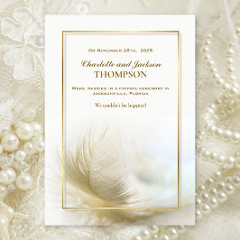 Elegante Gold Feather Wedding Ankündigung