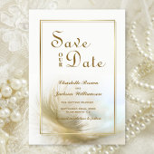 Elegante Gold Feather Wedding Save the Date