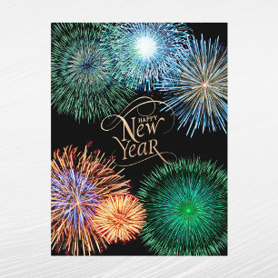 Elegante Gold Feuerwerk Grafik Neujahr Feiertagspostkarte