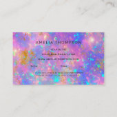 Elegante Gold Fire Opal Stone Terminierungskarte Visitenkarte (Rückseite)