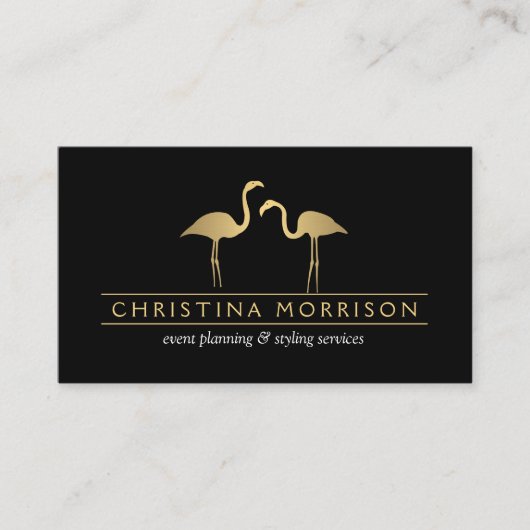 Elegante Gold Flamingos Event Planner Business Car Visitenkarte (Vorderseite)