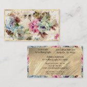 Elegante Gold Floral Abstrakt Wasserfarbe Rustikal Visitenkarte (Vorne/Hinten)