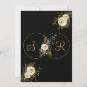Elegante Gold Floral auf Black Monogram Wedding Save The Date (Rückseite)
