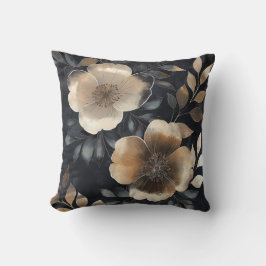 Elegante Gold Floral auf Schwarz Kissen