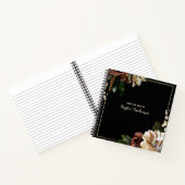Elegante Gold Floral auf Schwarz Personalisiert Notizblock (Innenseite)