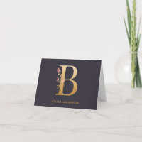 Elegante Gold Floral B Monogram Chic Personalisier