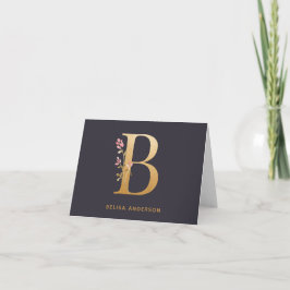 Elegante Gold Floral B Monogram Chic Personalisier