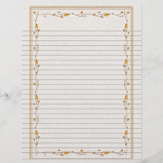 Elegante Gold Floral Border Lined Rezept Seite (Vorderseite)