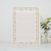 Elegante Gold Floral Border Lined Rezept Seite (Stehend Vorderseite)