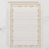 Elegante Gold Floral Border Lined Rezept Seite (Vorne/Hinten)