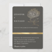 Elegante Gold Floral Botanical Gray Wedding Einladung (Vorderseite)