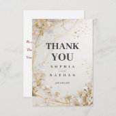 Elegante Gold Floral Dankeschön Karte (Vorne/Hinten)