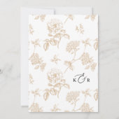 Elegante Gold Floral Einfache Schwarz & Weiß Hochz Einladung (Rückseite)