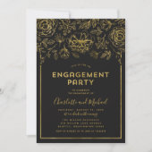 Elegante Gold Floral Engagement Party Einladung (Vorderseite)