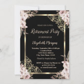 Elegante Gold Floral Frame Boho Blume Pensionierun Einladung (Vorderseite)