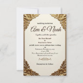 Elegante Gold Floral Frame Hochzeit Einladung (Vorderseite)