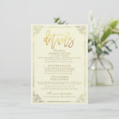 Elegante Gold Floral Frame Wedding Route Detail Einladung (Stehend Vorderseite)