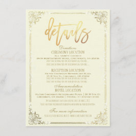 Elegante Gold Floral Frame Wedding Route Detail Einladung