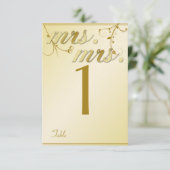 Elegante Gold Floral Gay Wedding Tischnummer (Stehend Vorderseite)