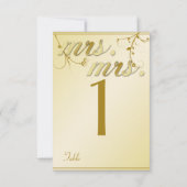 Elegante Gold Floral Gay Wedding Tischnummer (Rückseite)