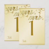 Elegante Gold Floral Gay Wedding Tischnummer (Vorne/Hinten)