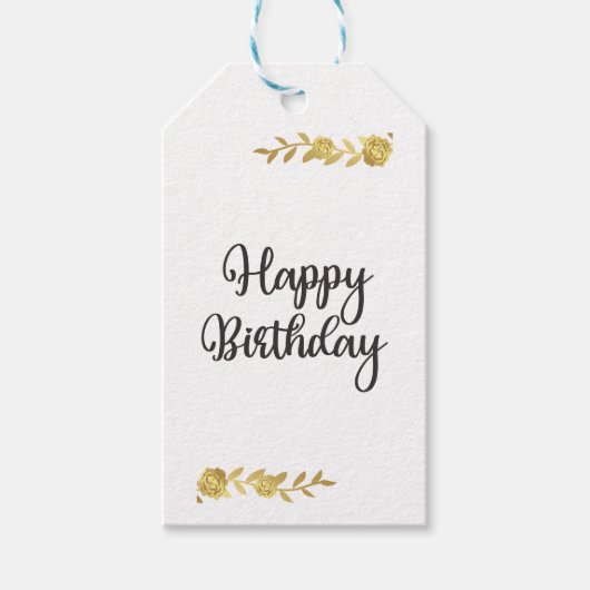 Elegante Gold Floral Geschenkmarke Geschenkanhänger (Vorderseite)