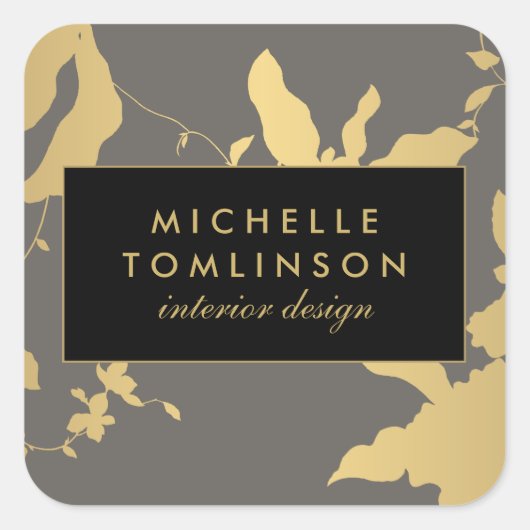 Elegante Gold Floral III Personalisiert Stickers (Vorderseite)