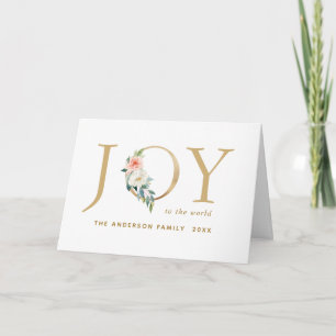 Elegante Gold Floral Joy Holiday Folded Card Feiertagskarte