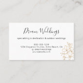 Elegante Gold Floral Line Zeichnend Hochzeitsplane Visitenkarte (Rückseite)