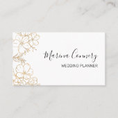 Elegante Gold Floral Line Zeichnend Hochzeitsplane Visitenkarte (Vorderseite)