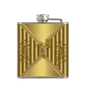 Elegante Gold Floral Metal Look Monogram Name Flachmann (Rückseite)