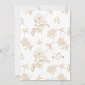 Elegante Gold Floral Moderne Script Hochzeit Einladung (Rückseite)