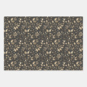 Elegante Gold Floral Patterns mit aufwändigen Blät Geschenkpapier Set (Vorderseite 3)