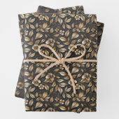 Elegante Gold Floral Patterns mit aufwändigen Blät Geschenkpapier Set (Beispiel)