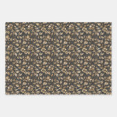 Elegante Gold Floral Patterns mit aufwändigen Blät Geschenkpapier Set (Vorderseite)