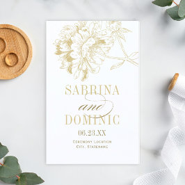 Elegante Gold Floral Peony Wedding Programs