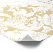 Elegante Gold Floral Peony Wedding Seating Poster (Ecke)