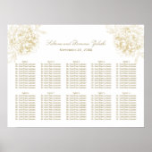 Elegante Gold Floral Peony Wedding Seating Poster (Vorne)